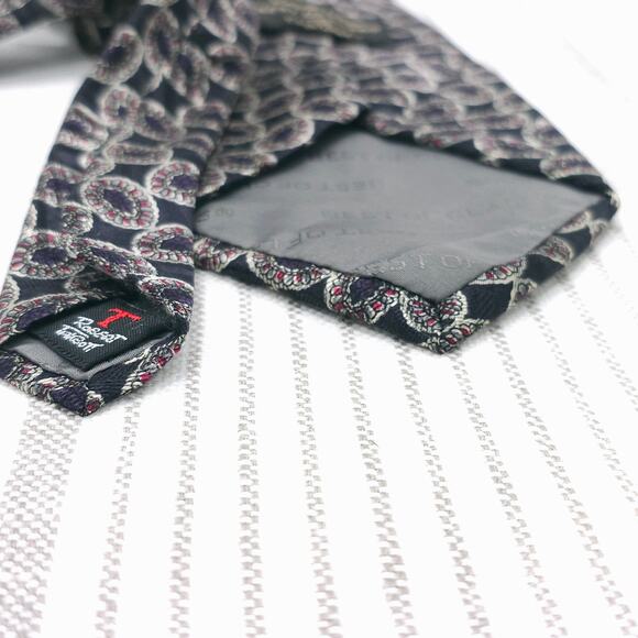 VTG ROBERT TALBOTT Best of Class Silk Tie Black Silver Red Pattern Fathers Day - Picture 5 of 5